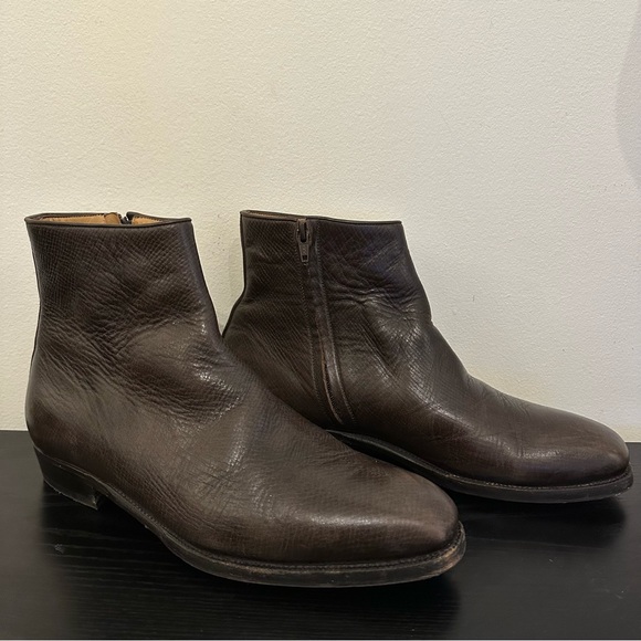 Enzo Bonafe Handmade Leather Zip Boots - Picture 1 of 7